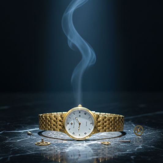 Classic Gold-Plated Men's Quartz Watch - Luxury Inspired Vacheron & Longines Style Dress Watches with Date Display & Link Bracelet (Without Box)