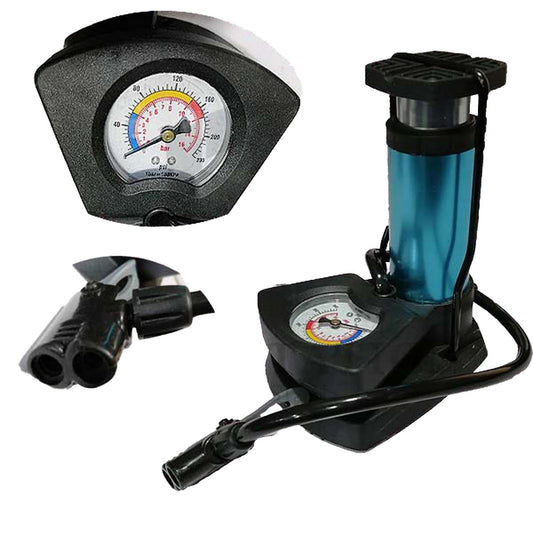 Foot And Hand Air Pump With Air Pressure Gauge – Fast Portable Car Bike And Cycle Inflator For Tires Balls And Inflatables