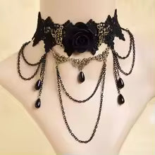 Neo-Gothic Punk Black Sexy Lace Chokers Necklace For Women Fashion Retro Clavicle Chain Halloween Collar Choker Steampunk Gifts