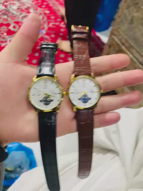 Luxury Men's Skeleton Watch - Gold Tone Case with Open-Heart Movement & Embossed Leather Strap - Classic Business Analog Wristwatch (1 Pc)